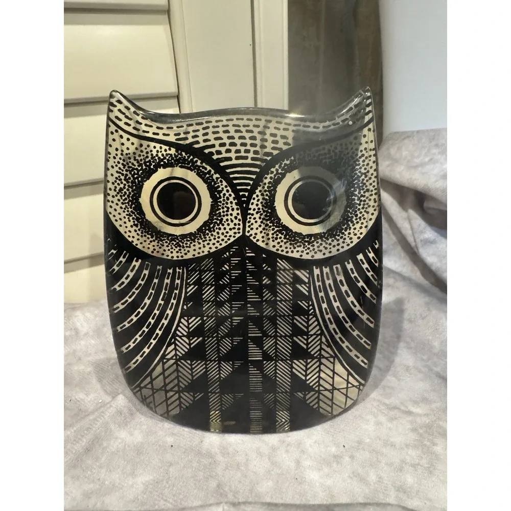 Vintage Abraham Palatnik Medium‎ Lucite Owl Figurine OP Art MCM Brazil